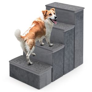 Scala per Cani a 4 Gradini con Contenitore, Capacità 200 kg, Velluto Olandese Comfort, Gradini 15"x6.5" + Altezza Gradino 6", Cucce e Mobili per Animali Domestici - Product Image 4