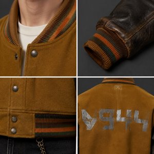 Custom <b>Men's</b> Varsity <b>Jacket</b> Letterman <b>Jacket</b> Wool <b>Leather</b> Sleeve College Streetwear Casual Bomber <b>Jacket</b> OEM ODM - Product Image 5