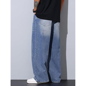 Men Fashion Vintage Wide Leg Jeans Oversized Loose Denim Pants <b>Hip</b> Hop Streetwear Wear - Product Image 5