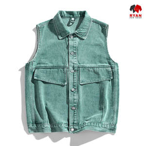 Ryan Pro Gear Nouveau design Gilet en jean unisexe sans manches écologique et tendance avec logo personnalisé Coupe classique - Product Image 3