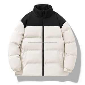 Blouson matelassé homme color block, hiver, décontracté, épais, coupe-vent, rembourrage polyester, fermeture éclair, col montant, coupe droite - Product Image 1