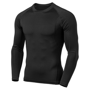 Camiseta Deportiva de Manga Larga para Hombre, Protección Solar UPF50+, Secado Rápido, Compresión, Cuello Redondo, Poliéster y Spandex, Color Negro - Product Image 4