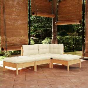 Conjunto de Muebles de Jardín de Madera de Pino Maciza con Tela 100% Poliéster - Product Image 1