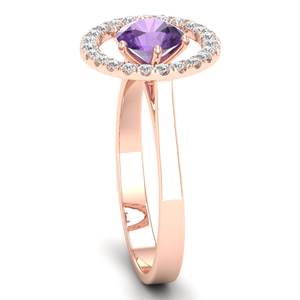 แหวนเพชร REYES ดีไซน์พิเศษ สวยหรู ทองคำชมพู 14K ประดับพลอยอเมทิสต์ งานแฮนด์เมด แหวนหมั้นเพชร แหวนดีไซน์เฉพาะสำหรับผู้หญิง - Product Image 3