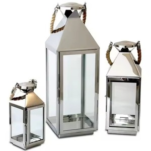 Lanterne en métal élégante, porte-bougie décoratif pour mariage, jardin, terrasse, restaurant, hôtel, décoration de table - Product Image 1