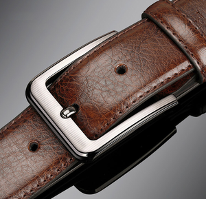 Ceinture en cuir de vache véritable pour homme, boucle en acier, imperméable, respirante, réglable, décontractée, haute qualité, couleur et logo personnalisables, marque sur mesure - Product Image 3