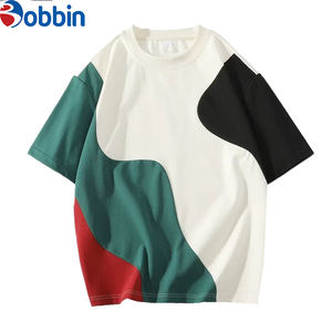 T-shirt Homme Col Rond Oversize Imprimé Personnalisé Color Block 100% Coton Grande Taille Patchwork Grammage Lourd 220 Grammes Décontracté Vierge - Product Image 4