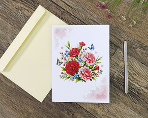 Tarjetas de felicitación 3D con flores, impresión personalizada - Product Image 3