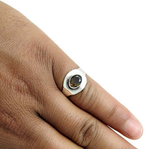 Anillo de Plata de Ley 925 Más Vendido, Oxidado, con Cuarzo Ahumado Natural de Corte Ovalado, Precio al por Mayor, Joyería Bohemia - Product Image 5