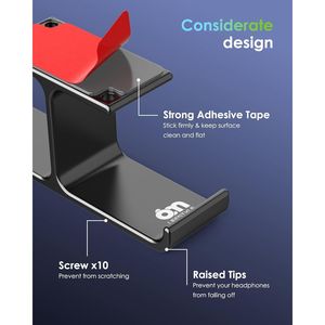 Supporto per Cuffie Interamente in Alluminio con Viti Adesive Resistenti, Gancio Porta Cuffie da Scrivania, Accessorio per Scrivania, Supporti e Montaggi - Product Image 3