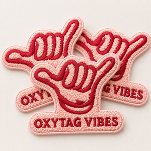 Parche Termoadhesivo Oxytag Vibes Bordado con Diseño de Mano en Tela Chenilla Rosa y Roja, Regalo Personalizado, Los Mejores Parches de Chenilla, OEM, Personalizado, Venta al por Mayor - Product Image 4