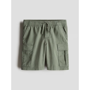 Shorts décontractés pour hommes, taille élastique, en toile de coton respirante, style cargo, couleur unie, logo personnalisé, streetwear décontracté en coton - Product Image 1