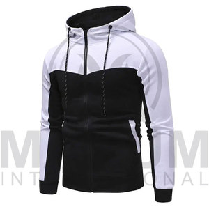 Ensemble de survêtements deux pièces personnalisés pour hommes, avec sweats à capuche zippés confortables, pour l'entraînement, le jogging, la gym et le fitness, grandes tailles - Product Image 2