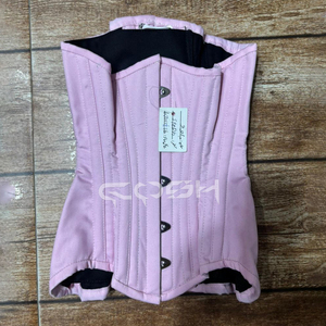 Corset gainant rose en coton robuste, à baleines spirales, avec fermeture frontale à busc pour sculpter la taille - Product Image 1