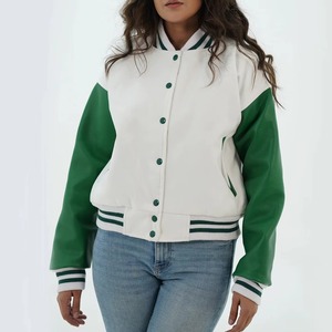 Premium Women Letterman Varsity <b>Jacket</b> Custom College Baseball Coat Wool Blend <b>Leather</b> OEM ODM Sample Service Available - Product Image 3