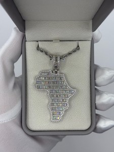 Hot Selling Iced Out Africa <b>Map</b> Pendant Moissanite 925 Sterling Silver Hip Hop Flag Charm Necklace Luxury Statement Jewelry - Product Image 6