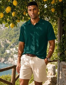 ผู้ผลิตเสื้อเชิ้ตชายแบบ Private Label รับพิมพ์ลายดิจิทัล ผ้า Broadcloth ผสม Spandex/Polyester เสื้อเชิ้ตแขนสั้นลำลอง - Product Image 5