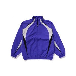 Veste de course coupe-vent pour homme, couleur violette, col montant, fermeture éclair, style décontracté, pour l'automne, 100 % polyester - Product Image 1