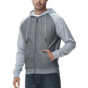 Sudadera con capucha de forro polar para hombre, con bloques de color, estilo casual, con cremallera completa, mangas raglán y bolsillo, ropa deportiva - Product Image 3