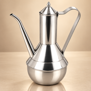 Carafe à café moderne en métal avec couvercle, bec long et poignée courbée pour le service de thé et de boissons - Product Image 1