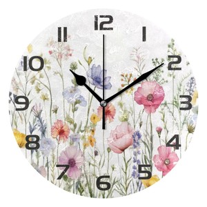 Aqdus Saleem <b>Hand</b>-Painted Pine Wood Rectangular Floral Desk <b>Clock</b> | Wholesale Traditional Folk Art Timepiece - Product Image 3