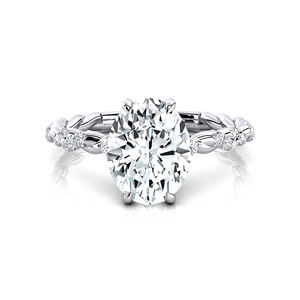 แหวนแต่งงานทองคำแท้ 14K 18K ปรับแต่งได้ พร้อมเพชรทรงรี 2 กะรัต VVS เพชรเลี้ยงในห้องปฏิบัติการ 32 เม็ด ประดับตกแต่ง ได้รับการรับรองจาก IGI - Product Image 4