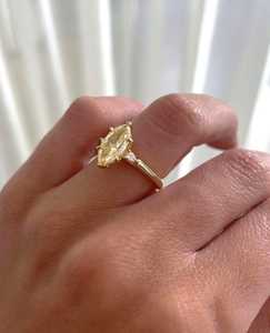 Lab Grown Vivid Yellow 1.01CT Marquise Cut Diamond Solitaire <b>Ring</b> IGI Certified 18K Yellow Gold Party Premium Gift for Lovers - Product Image 4