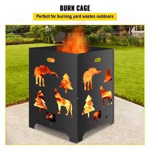 Gabbia per Incenerimento Portatile in Acciaio al Carbonio 21x21x27 Pollici con Coperchio e Maniglia per Incenerimento all'Aperto - Product Image 2