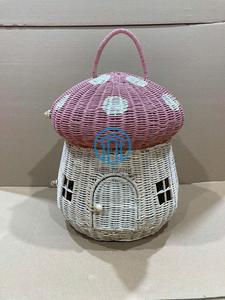 <b>Foldable</b> Rattan Mushroom Storage House Handmade Kids Toy <b>Basket</b> Woven Nursery Organizer Natural Montessori Playroom Storage Eco - Product Image 1