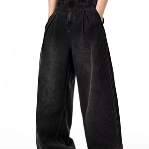 Jeans de Mezclilla de Pierna Ancha para Hombre, Cintura Alta, Corte Holgado, Lavado Degradado, Estilo Urbano de Verano - Product Image 5