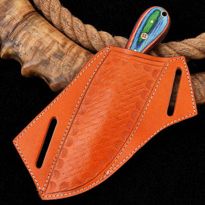 Cuchillo de caza de hoja fija de acero de Damasco hecho a mano y forjado, cuchillo de vaquero para acampar con mango de madera - Product Image 5