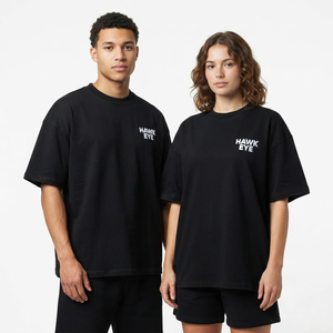 เสื้อยืดคอกลมโอเวอร์ไซส์สำหรับผู้หญิงและผู้ชาย ขายส่ง น้ำหนักเบา สีพื้น รับทำโลโก้ด้านหน้าตามสั่ง OEM ODM แบรนด์ส่วนตัว ผ้าฝ้ายพรีเมียม - Product Image 1