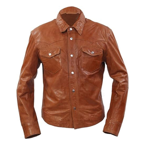 Men's Brown Satin Anti-Wrinkle ODM Casual Moto T-<b>Shirt</b> Full Sleeve Stand Collar Solid Color Winter Wear - Product Image 3