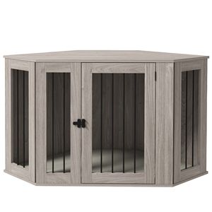 "Rectangle XL Walnut Dog Crate End <b>Table</b> with Cushion for Medium Dogs Indoor Use" - Product Image 1