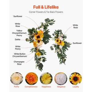 21 piedi girasole arco nuziale drappeggio tessuto Kit fiori artificiali per cerimonia nuziale ricevimento sfondo decorazione Pack 3 - Product Image 5