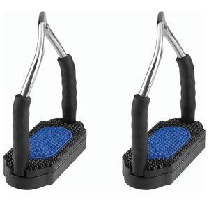 อานม้าสแตนเลสสีดำพร้อมแผ่นยางสีน้ำเงินและหมุดโลหะสำหรับขี่ม้า - Product Image 2