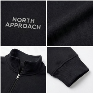 เสื้อสเวตเชิ้ตผู้ชายแบบคอซิป แบรนด์ North Approach ทรงปกติ สีดำล้วน คอตั้ง ระบายอากาศได้ดี สวมใส่สบาย เหมาะสำหรับฤดูใบไม้ร่วง - Product Image 4
