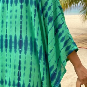 Kimono largo tie-dye para mujer, estilo bohemio, para playa, con abertura frontal, estilo cruzado y atado, ajuste holgado, manga larga, vestido informal de verano - Product Image 5