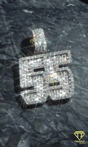 "55" Number Pendant Moissanite Diamond <b>Iced</b> <b>Out</b> Hip Hop Necklace Bling <b>Chain</b> Luxury Jewelry Gift - Product Image 1
