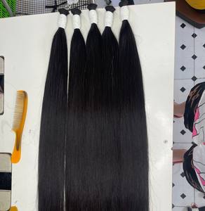 Bande de cheveux raides en os vierge, faisceaux de cheveux raides en os, extension de cheveux humains bouclés doublement étirés pour femmes noires - Product Image 1