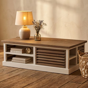 Table basse Luna élégante en teck massif, style scandinave moderne, finition naturelle pour le mobilier de salon - Product Image 4