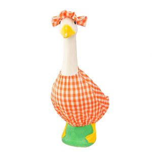 Décoration de jardin et de patio : Statue de ciment d'oie avec vêtements de saison (été, printemps, toutes saisons) pour pelouse et porche - Product Image 1