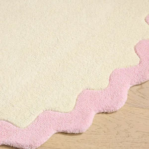 Alfombra de Lana de Nueva Zelanda Hecha a Mano, Diseño Geométrico Verde Oliva y Blanco de Mediados de Siglo, Alfombra Artesanal para Sala de Estar - Product Image 5