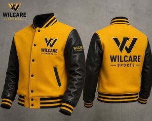 Men's Wilcare Sports Varsity Jacket Custom Design Stand Collar Zipper Front Breathable Sublimation Transfer Print <b>Winter</b> 100% - Product Image 1