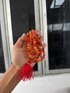 สร้อยคอหินคาร์เนเลียนทำมือ 108 เม็ด รูปทรงกลมขัดเงา สำหรับพุทธศาสนา สมาธิ โยคะ การบำบัด งานฝีมือ RAIS AGATE - Product Image 3