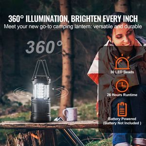 Set di 4 Lanterne LED da Campeggio con Base Magnetica, Leggere, Pieghevoli, Luci da Esterno a Batteria e Impermeabili - Product Image 2