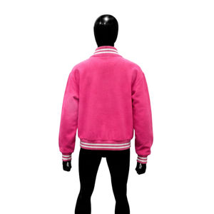 Blouson Bomber Varsity Classique Rose pour Homme – Veste Extérieure Moderne Style Letterman Décontractée à Col Rabattu Coupe Droite en Polyester - Product Image 2