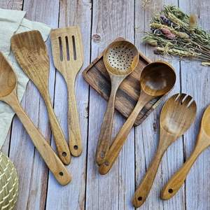 Juego de Utensilios de Cocina de Madera de Acacia Premium de 7 Piezas, Cucharas Ecológicas, Regalo Ecológico - Product Image 1