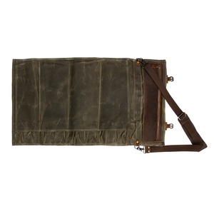 Organisateur de couteaux de chef en cuir et toile, étui de rangement professionnel pour la cuisine, sac de transport LCKR-0005 - Product Image 4