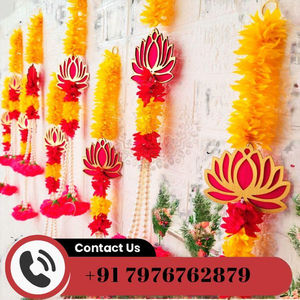 ฉากหลังงานแต่งงาน งานวันเกิด งานเทศกาล งานปาร์ตี้ งานอีเว้นท์ ของตกแต่งบ้านสไตล์อินเดีย สายดอกบัวประดิษฐ์ พวงมาลัยดอกไม้ทำมือ สำหรับตกแต่งเวทีมันดาป - Product Image 2